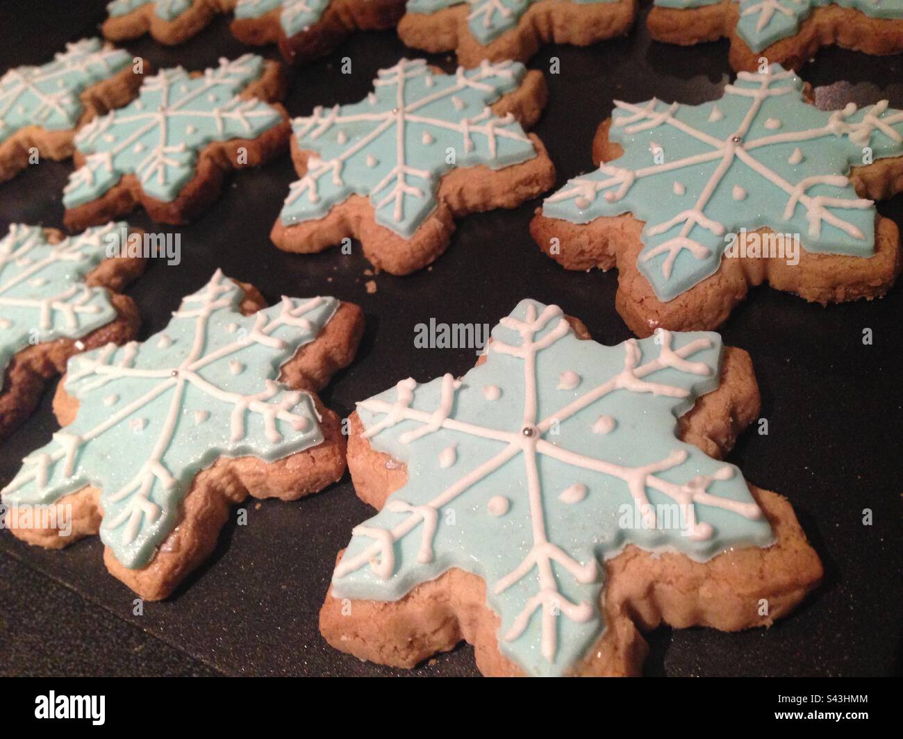 Snowflake shaped cookies Stock Photo