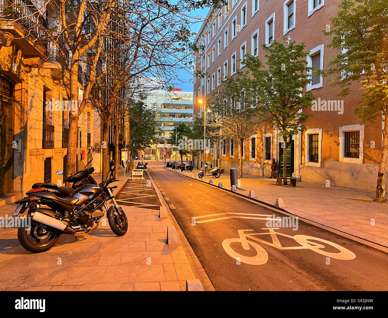 Street, night view. Madrid, Spain. - Smartphone Captured Stock Image