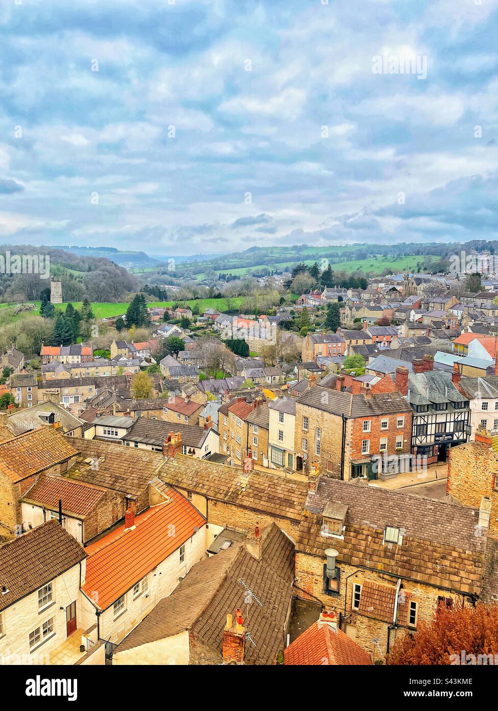 View of the rooftops of Richmond from Richmond Castle Stock Photo Alamy