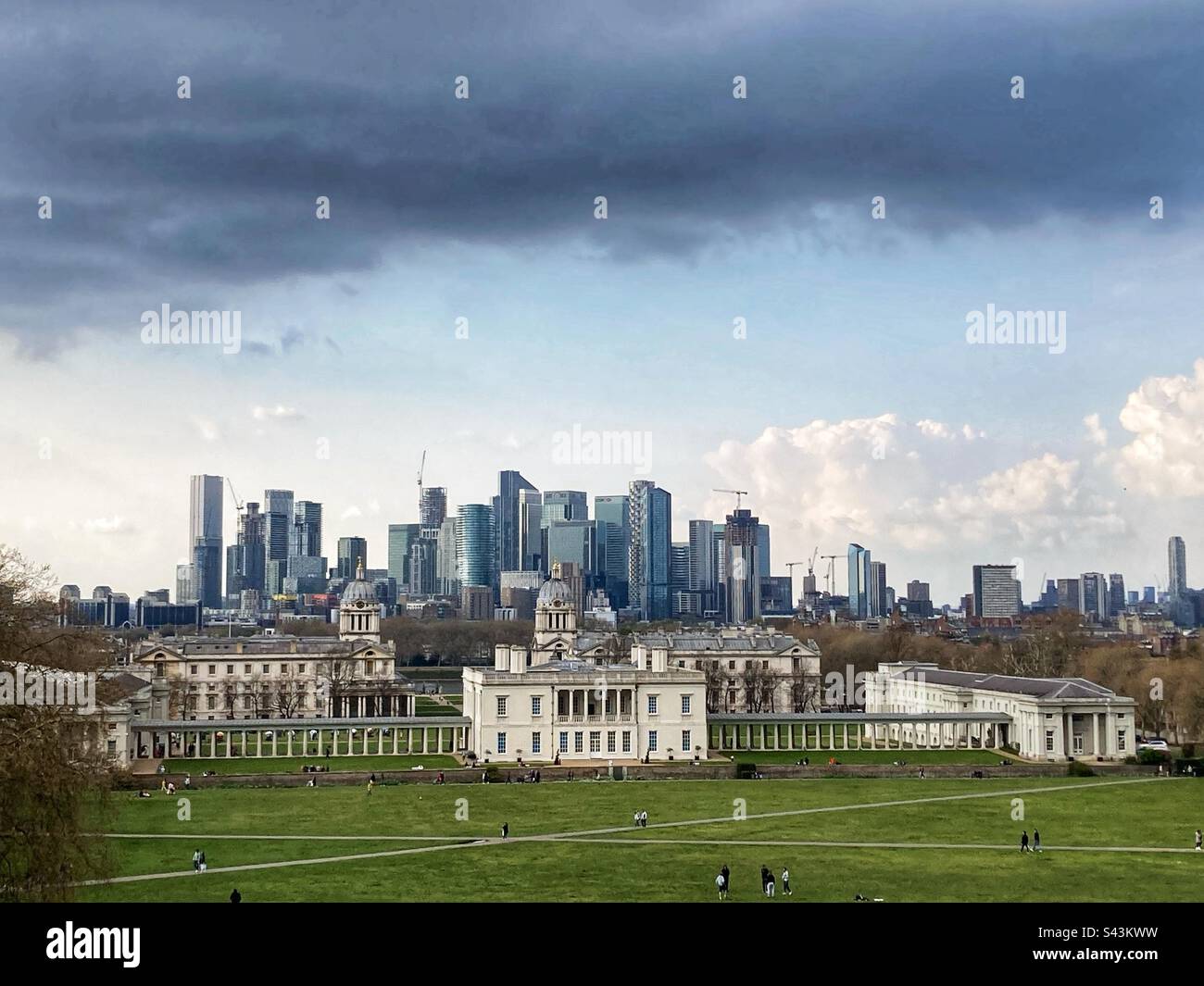 National Maritime Museum with the City of London in the background - Smartphone Captured Stock Image