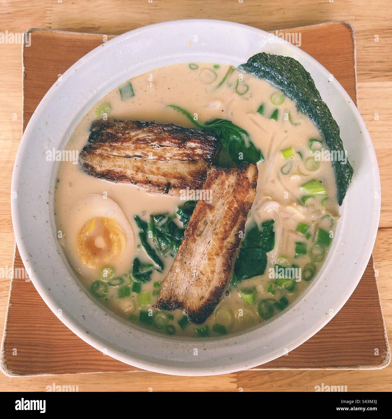 Bowl of Tonkotsu ramen with char siu pork meat and egg Stock Photo Alamy