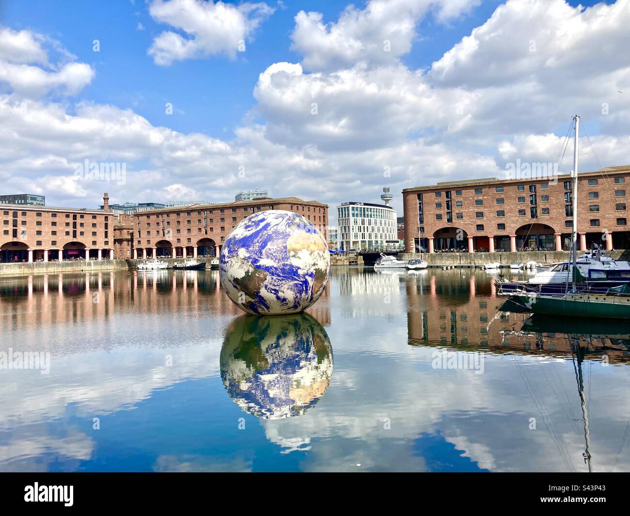 Floating earth Albert Dock Liverpool Stock Photo Alamy