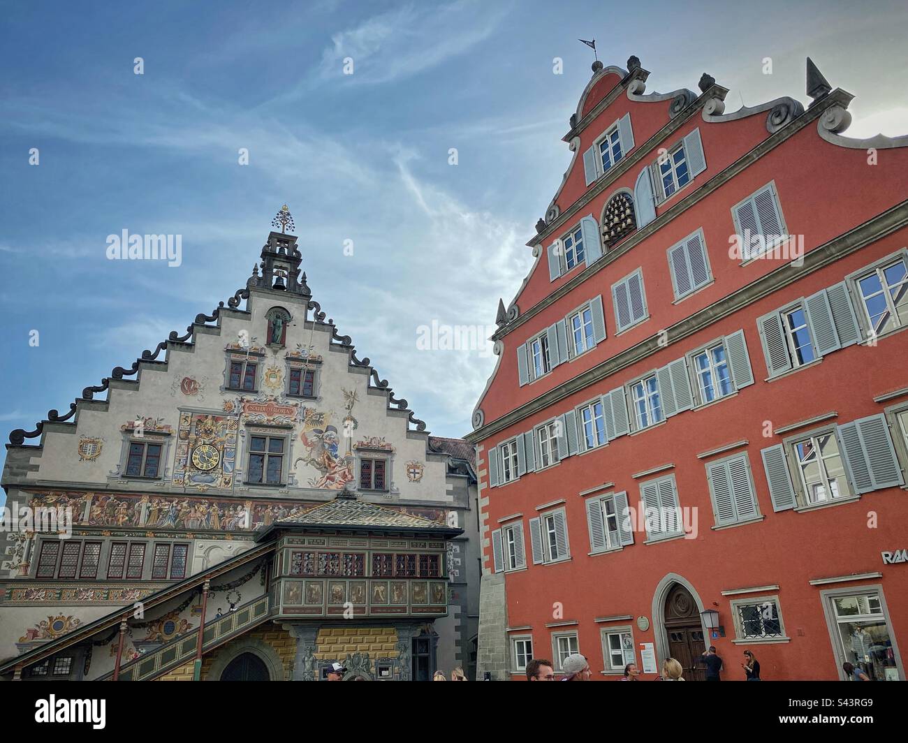 Old Town Hall and New Town Hall in Lindau, Germany. - Smartphone Captured Stock Image