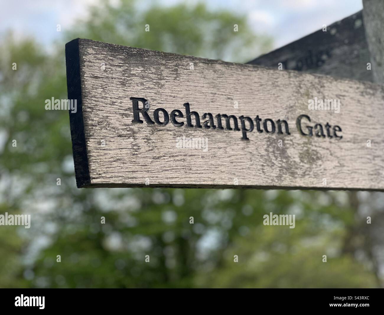 Sign for Roehampton Gate in Richmond Park, London, UK Stock Photo Alamy