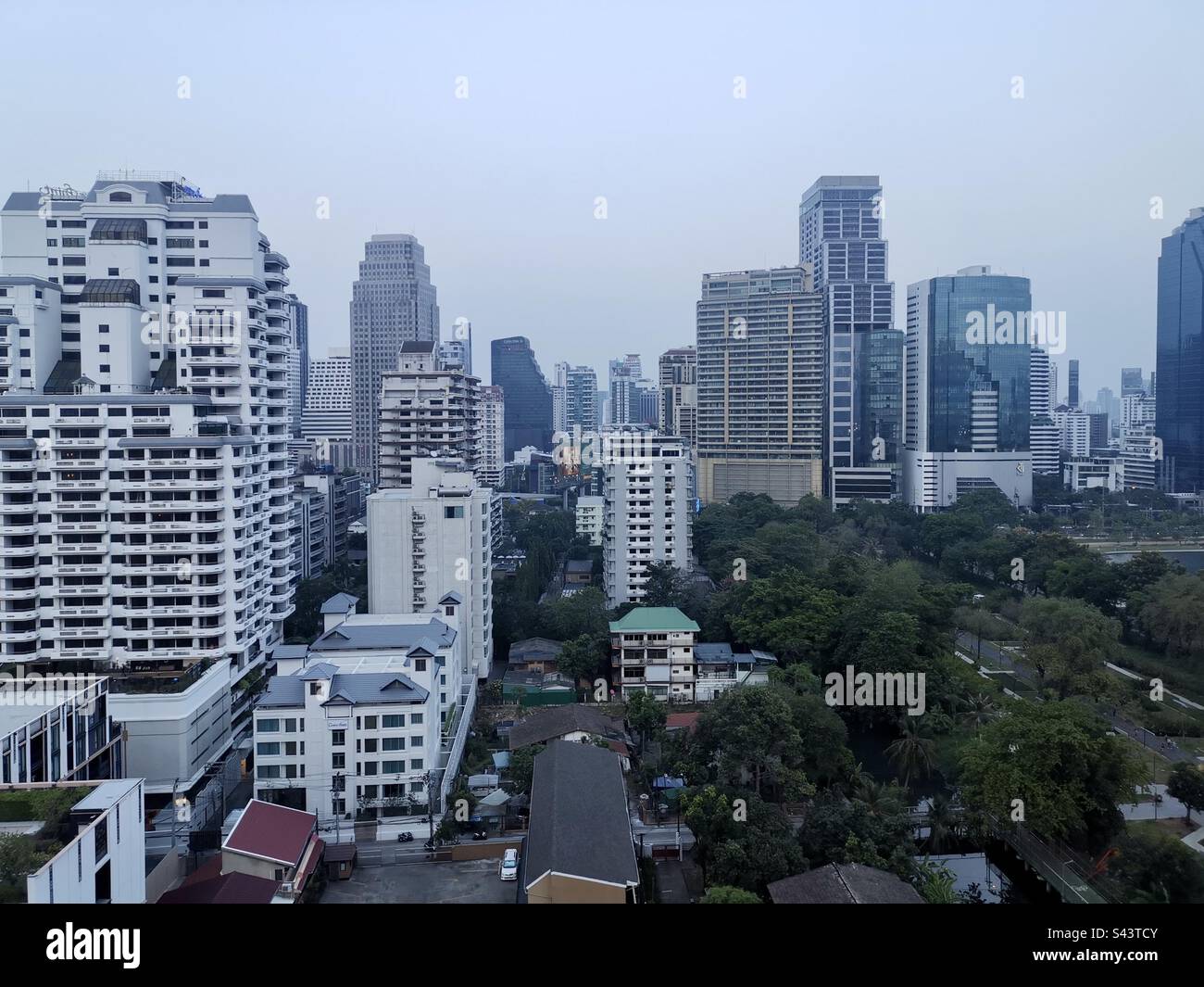 Changing urban skyline in the Sukhumvit ( soi  10 - 18 ) area in Bangkok, Thailand. Stock Photo