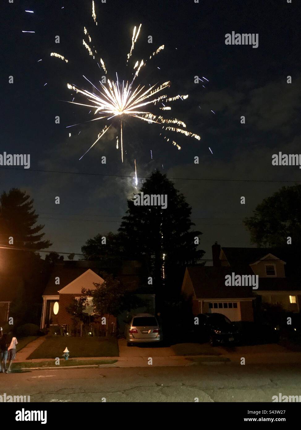 Fireworks on the Fourth of July - Smartphone Captured Stock Image