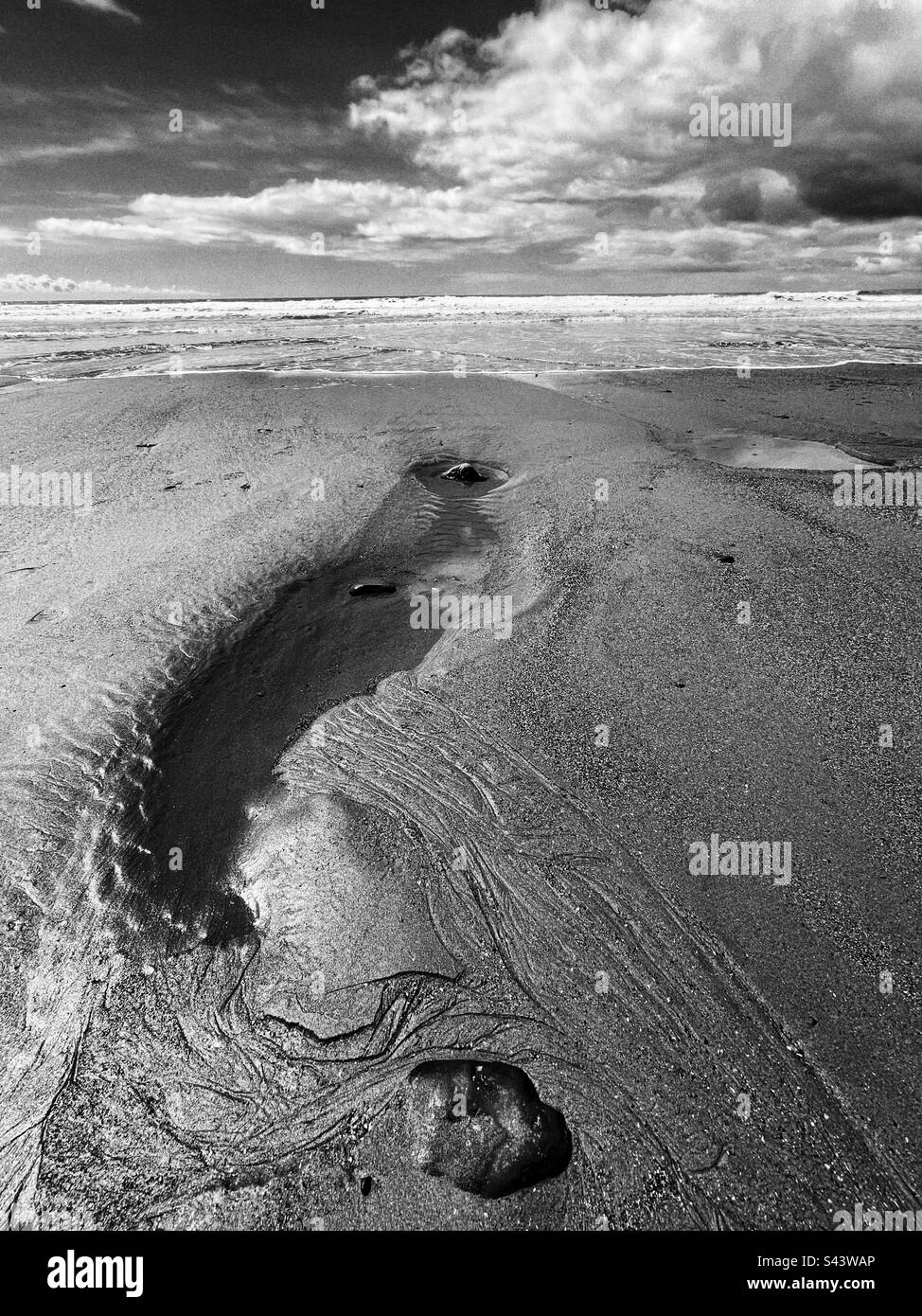 Sker beach, South Wales, May. - Smartphone Captured Stock Image