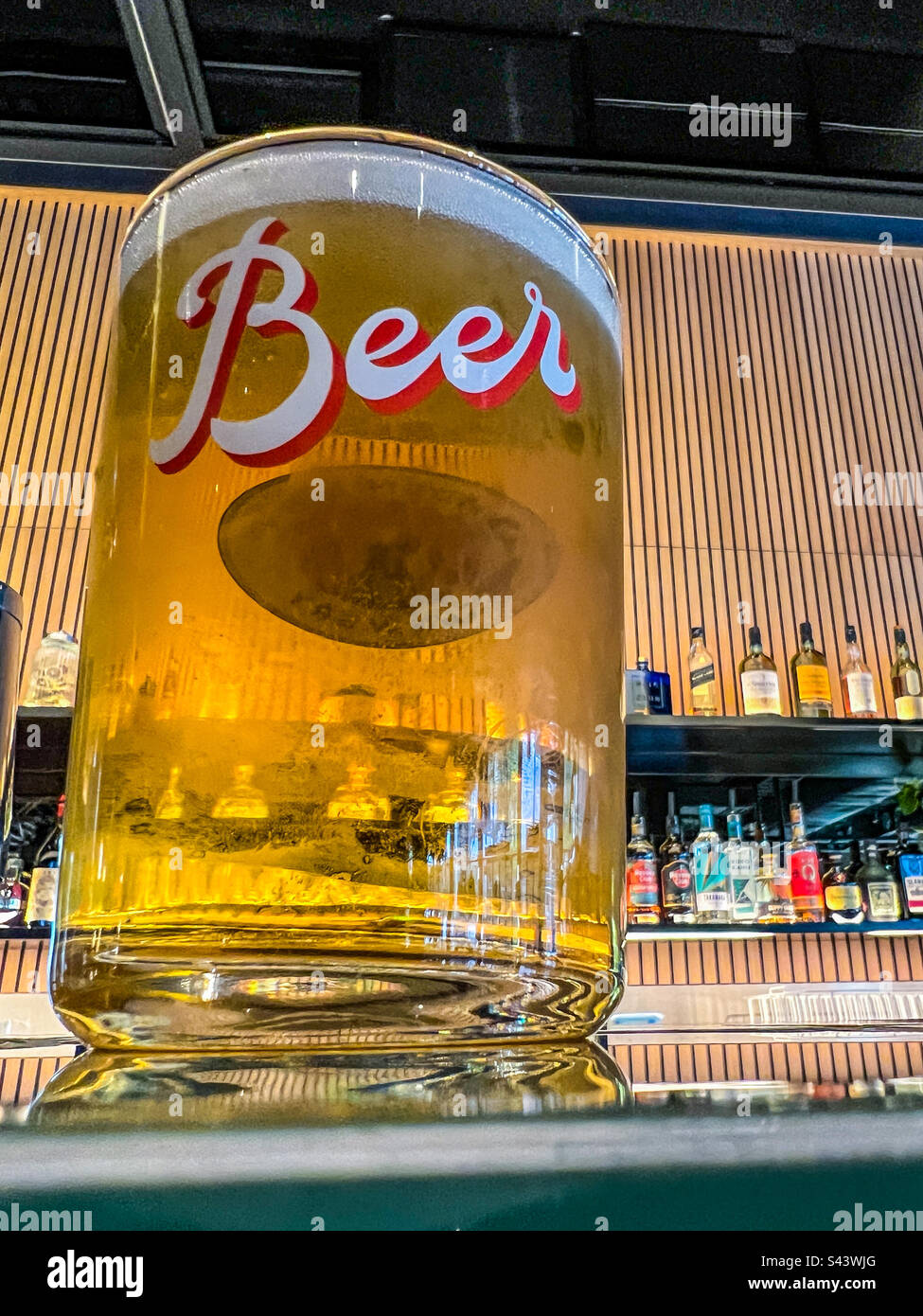 Pint of lager on bar - Smartphone Captured Stock Image