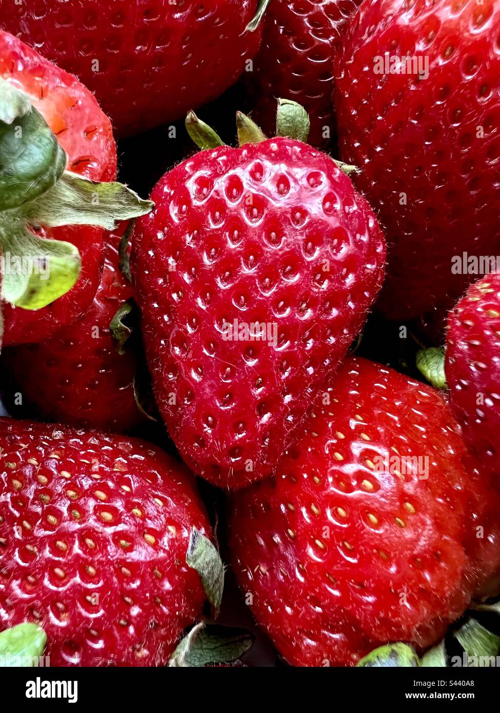 Full frame of ripe strawberries Stock Photo
