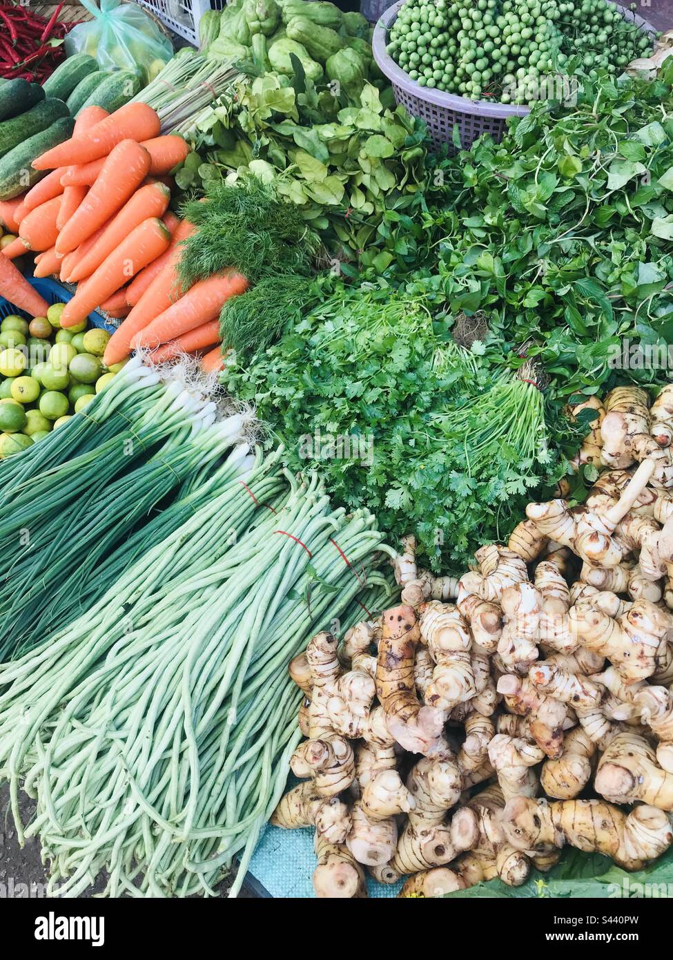 Fresh fruit and vegetables at the market Stock Photo Alamy