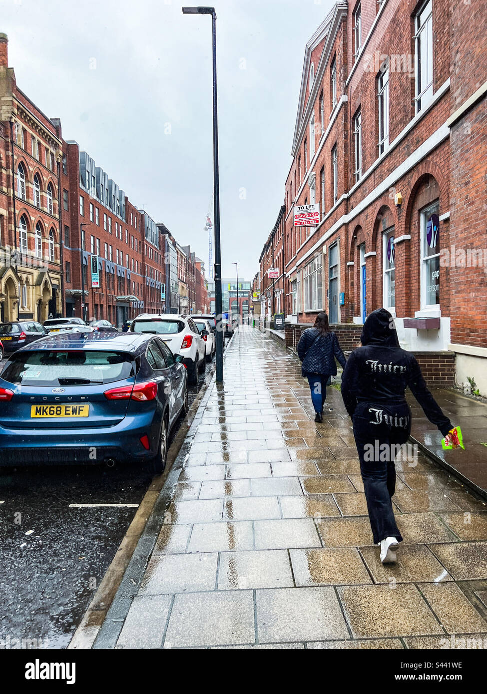 Rain in Leeds city centre in Park Place Financial district - Smartphone Captured Stock Image