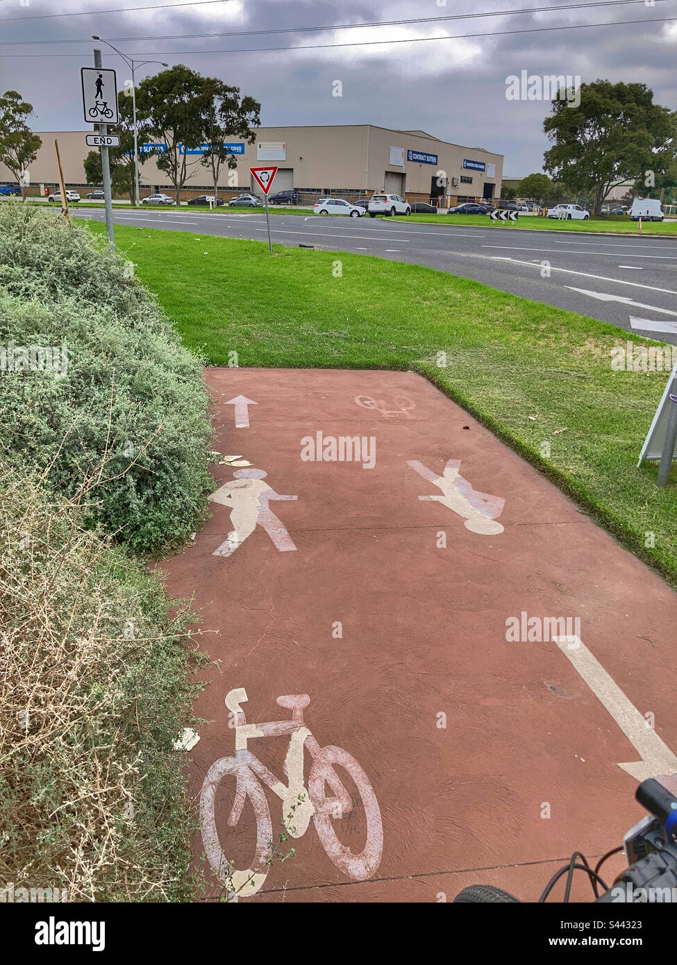 End of a cycle lane Mordialloc Victoria Australia - Smartphone Captured Stock Image