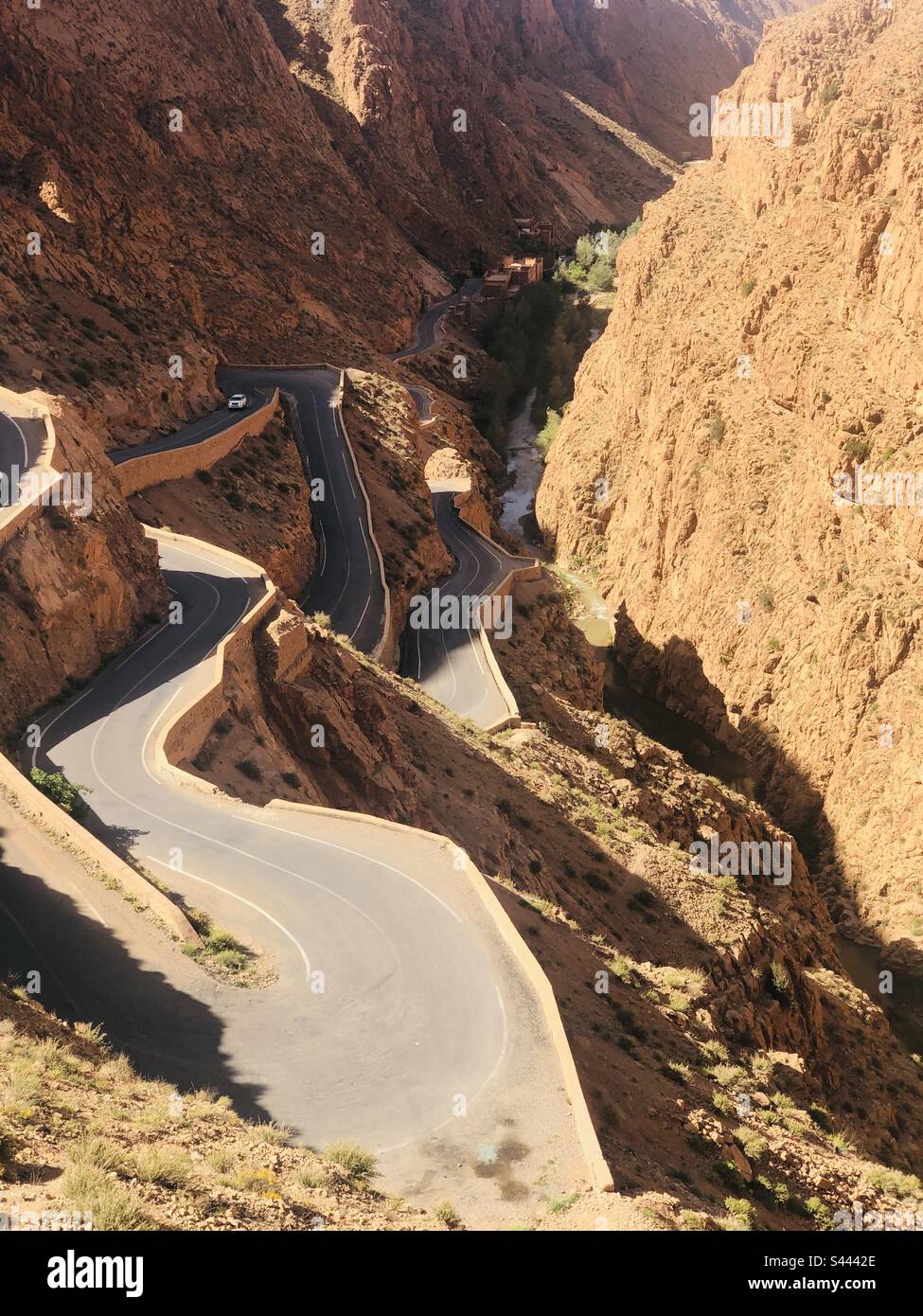 Serpentine road DADESVALLEY Morocco Stock Photo