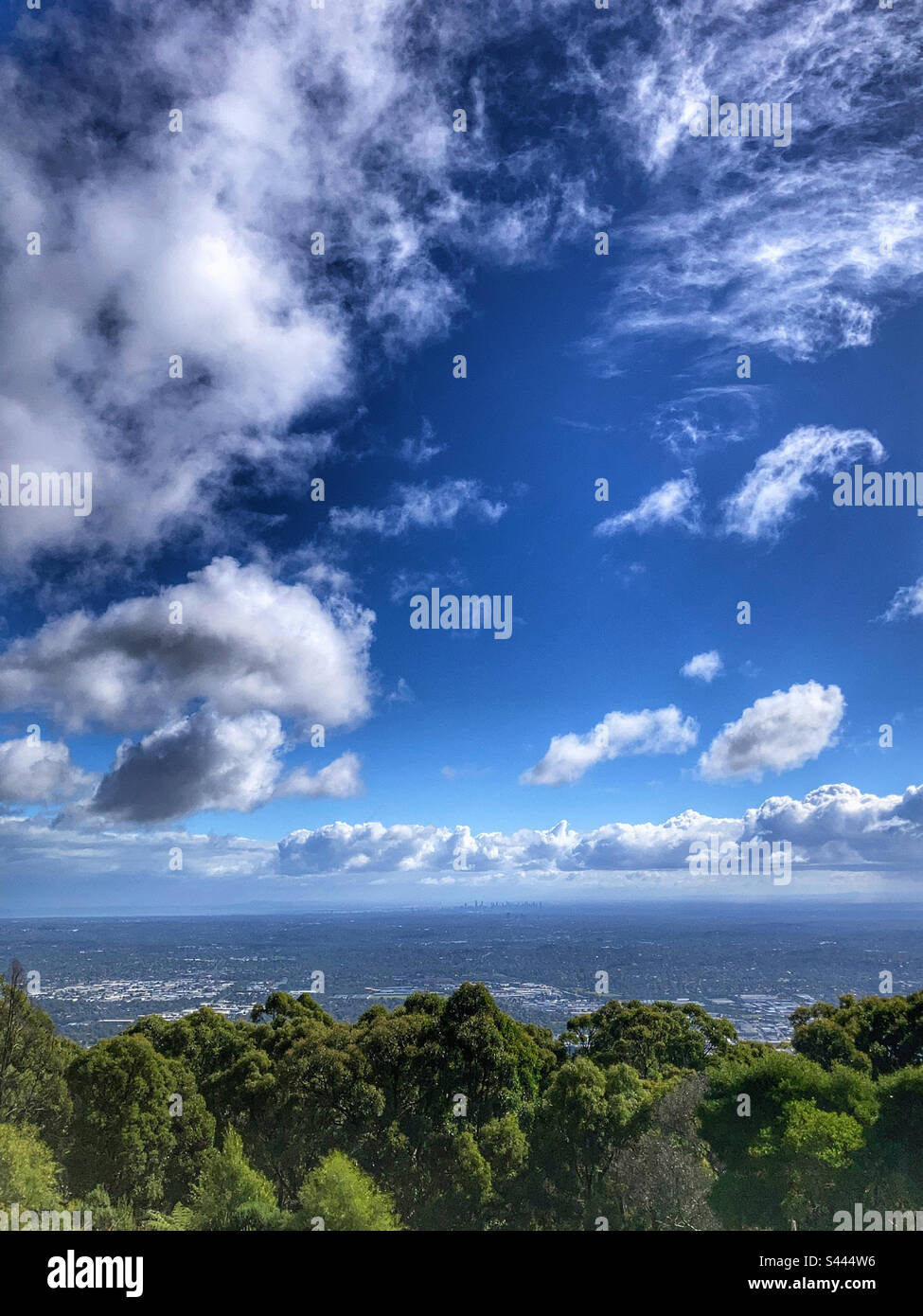 View of Melbourne from Mount Dandenong Victoria Australia Stock Photo