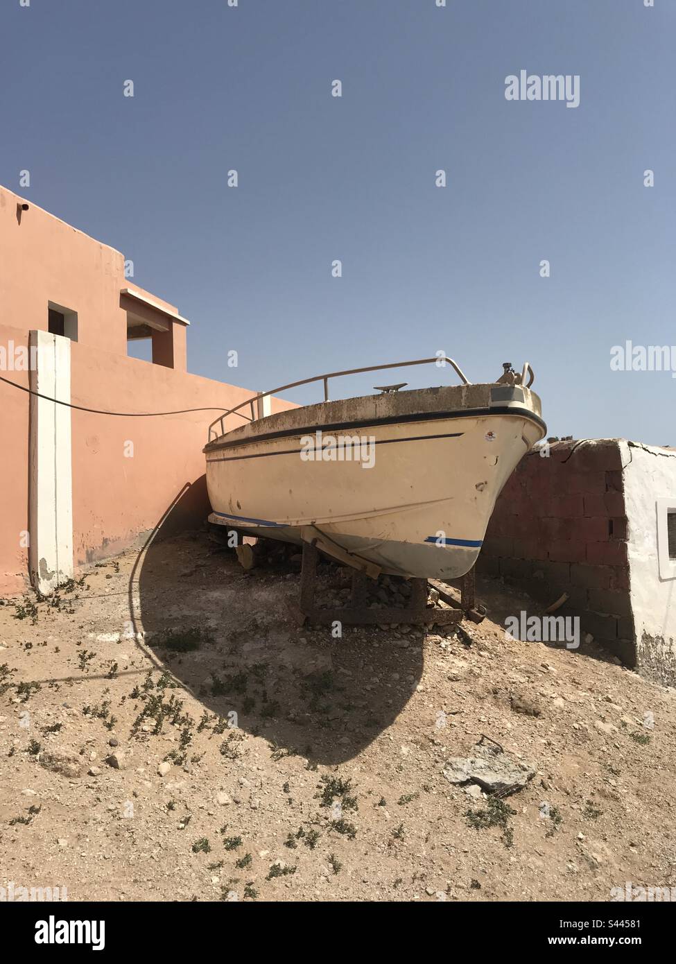 Boat stranded Imsouane Morocco Stock Photo