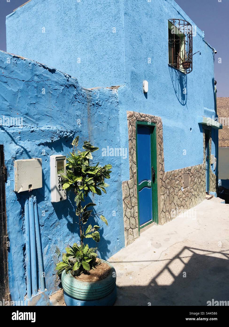 Blue house in Imsouane Morocco Stock Photo