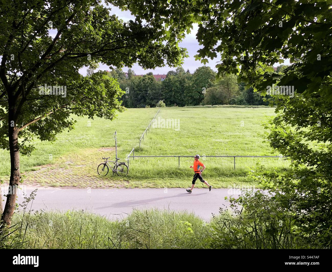Running in park - Smartphone Captured Stock Image
