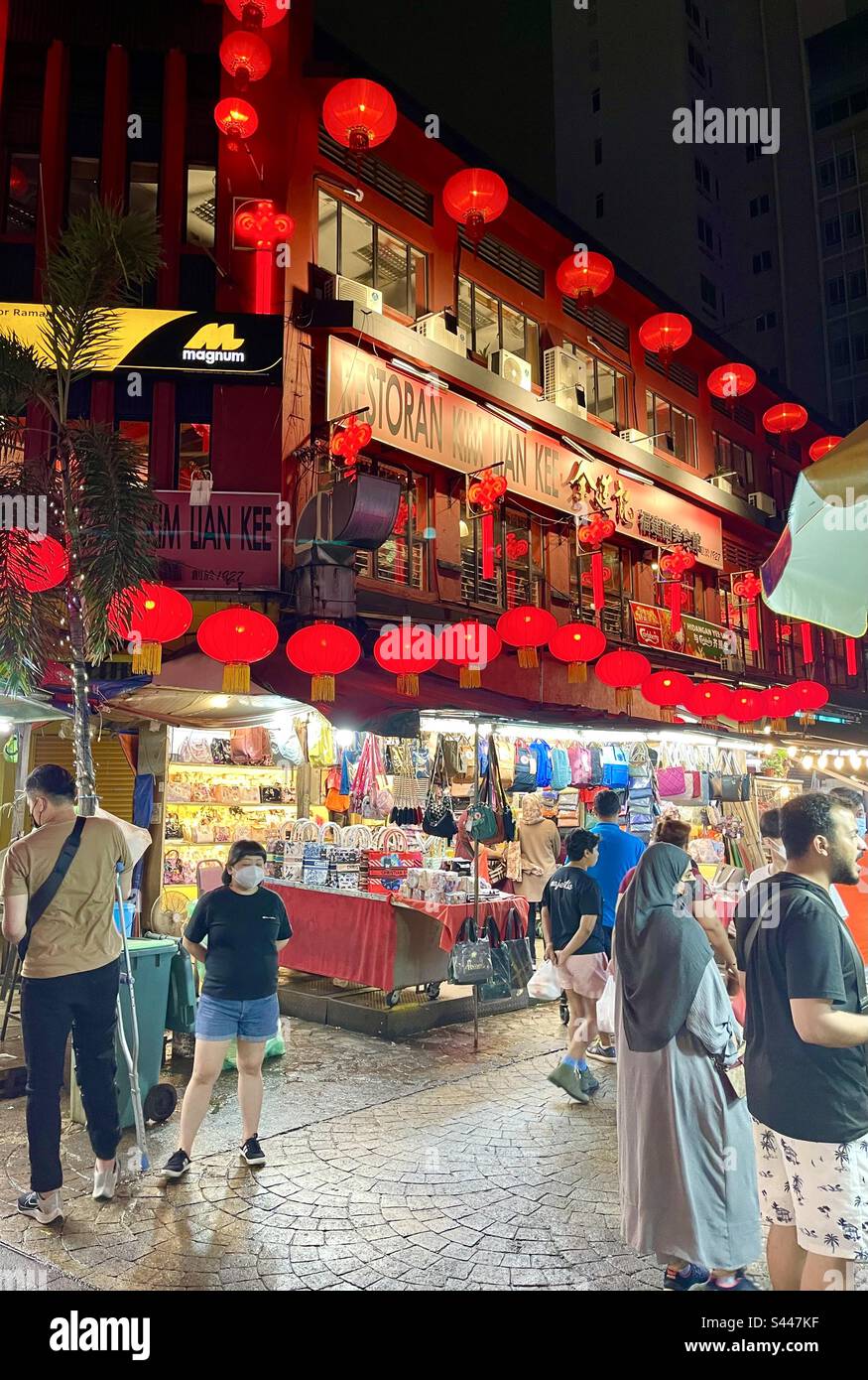 Red Chinese Lanterns celebrating Chinese New Year at Petaling Street Market Kuala Lumpur Stock Photo