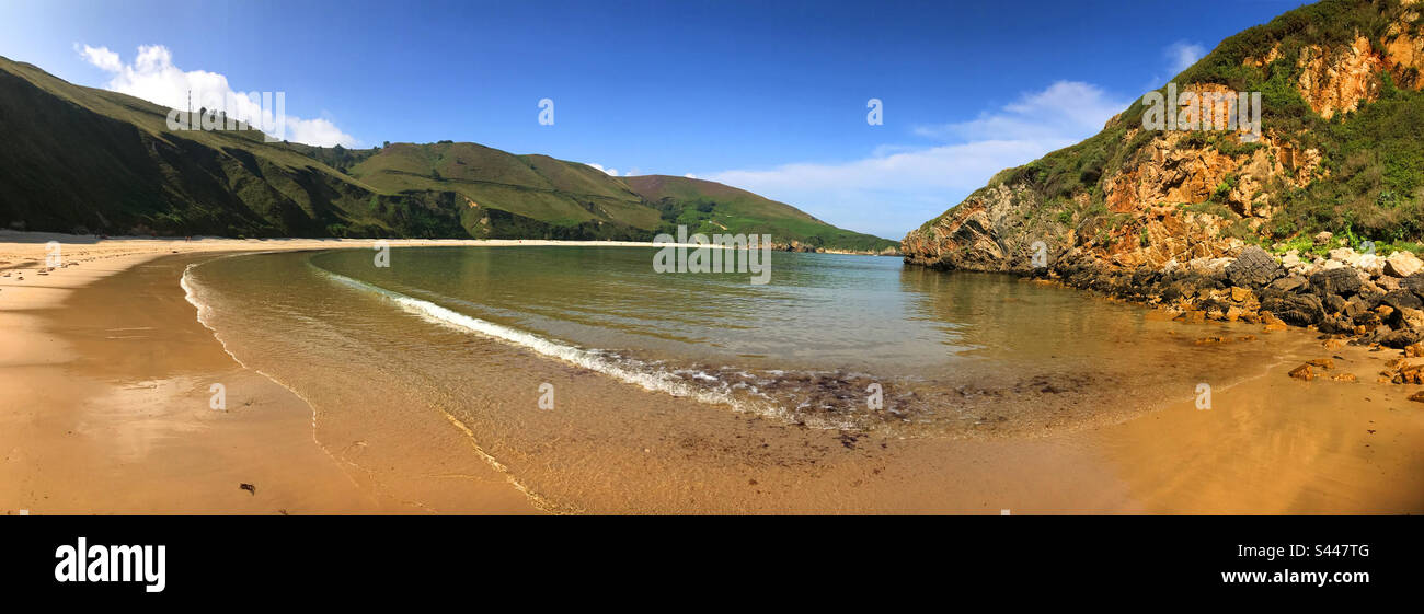 Torimbia beach, panoramic image. Asturias, Spain. - Smartphone Captured Stock Image