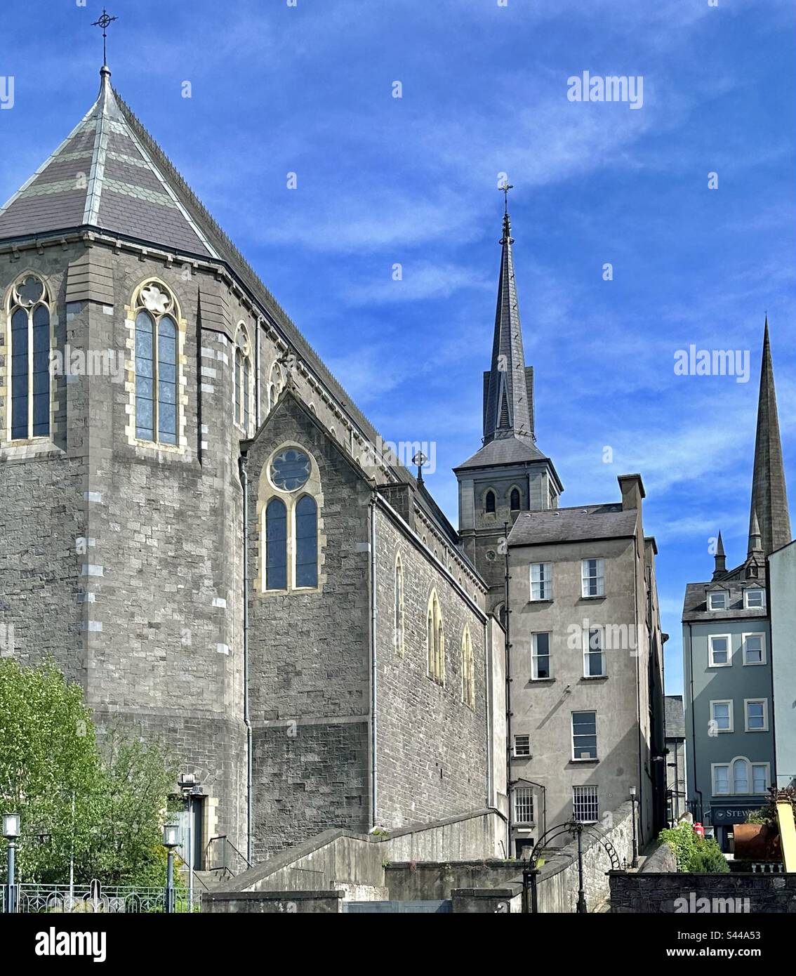 St. Michael’s Church and Peg O’ The Bull Lane, Enniskillen - Smartphone Captured Stock Image