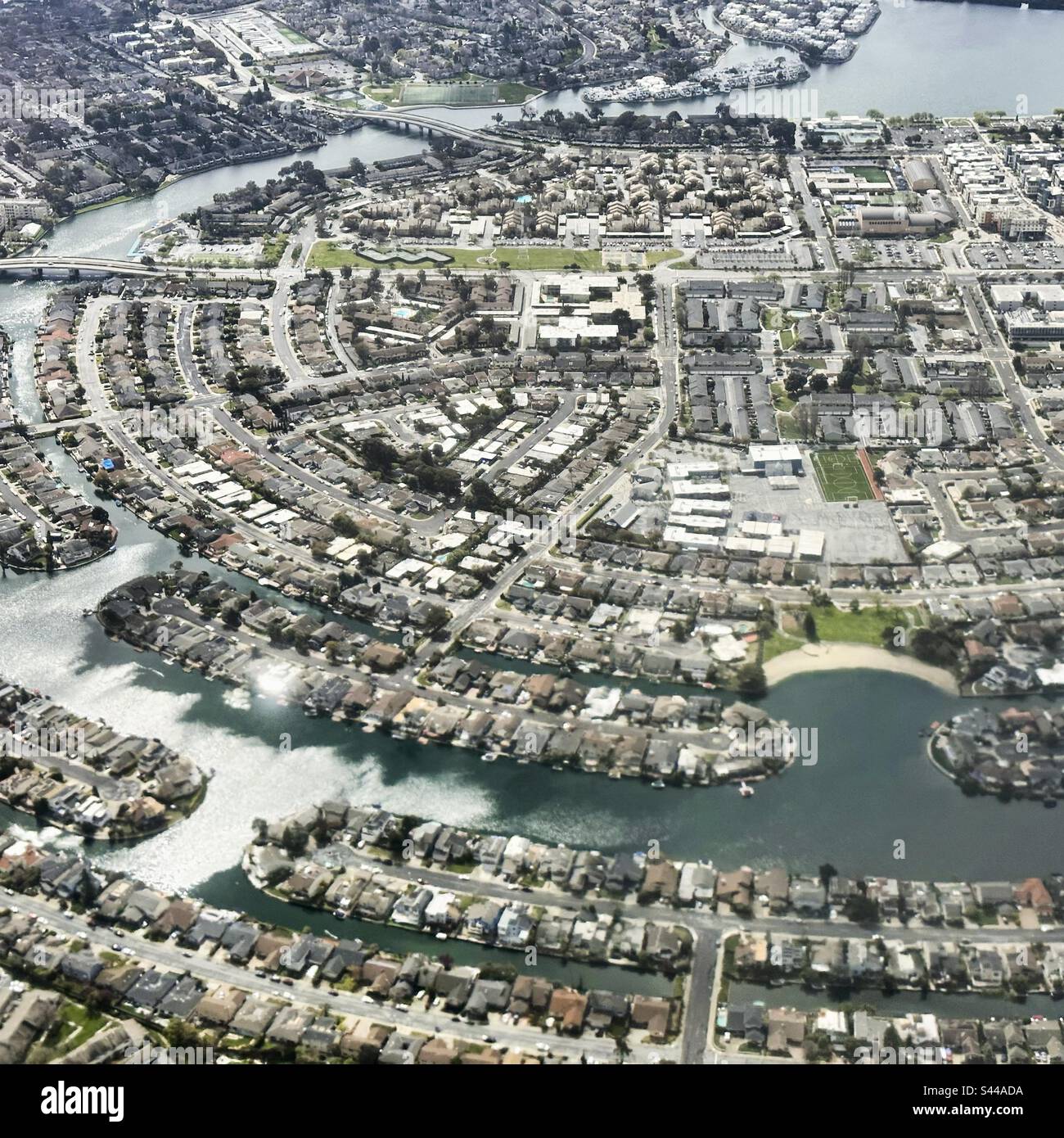 March, 2023, an aerial view of Foster City, San Mateo County, California, United States Stock