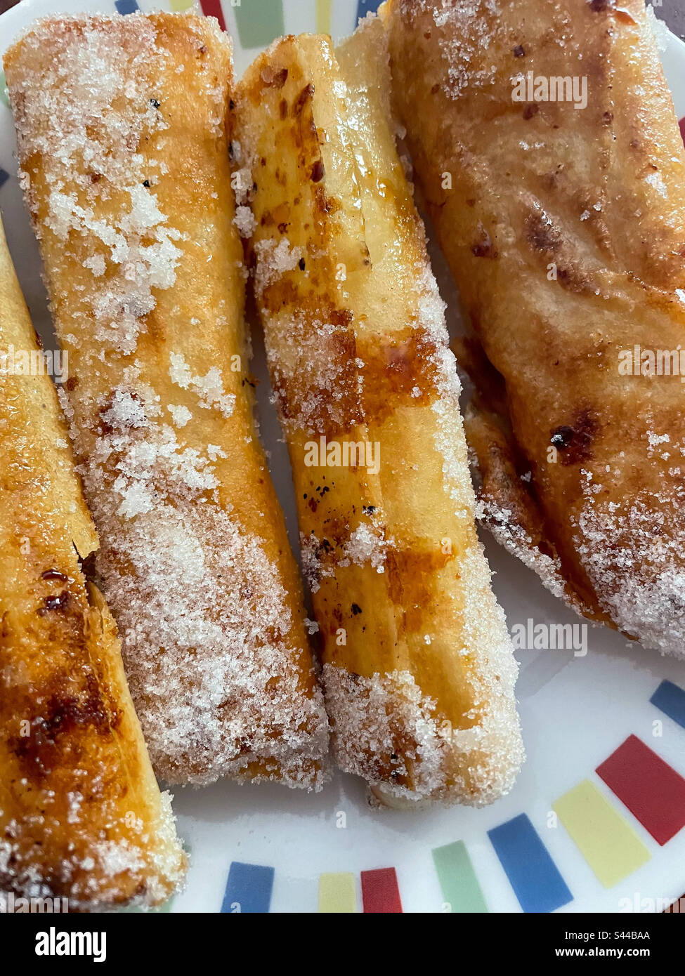 Turon (Filipino banana fritter) Stock Photo