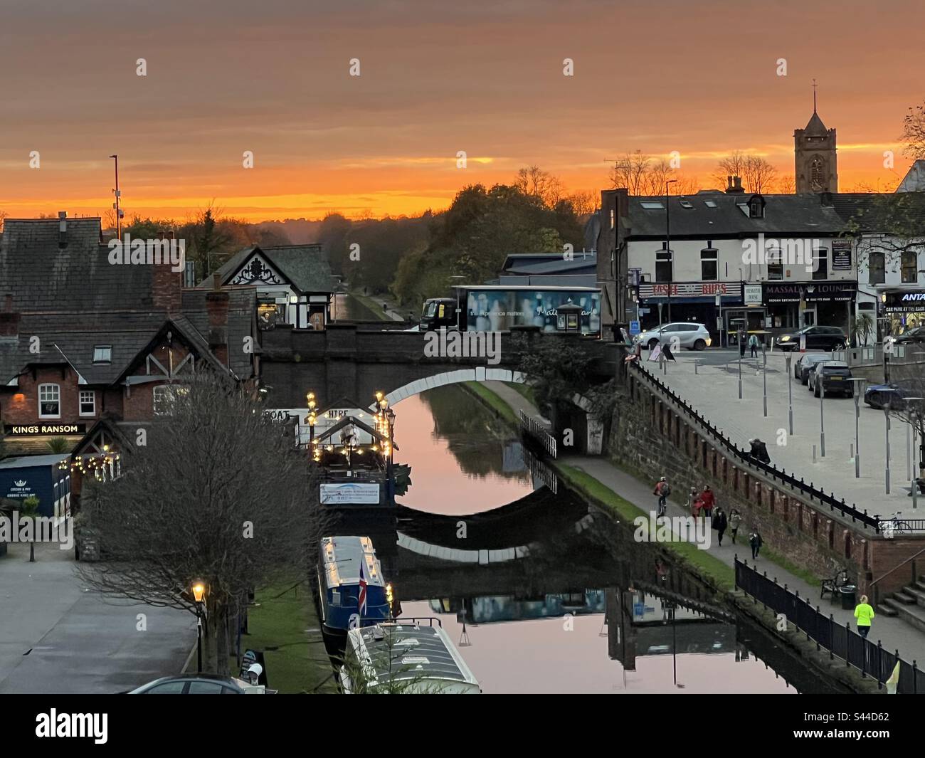 Sunset, Manchester canal, Manchester - Smartphone Captured Stock Image