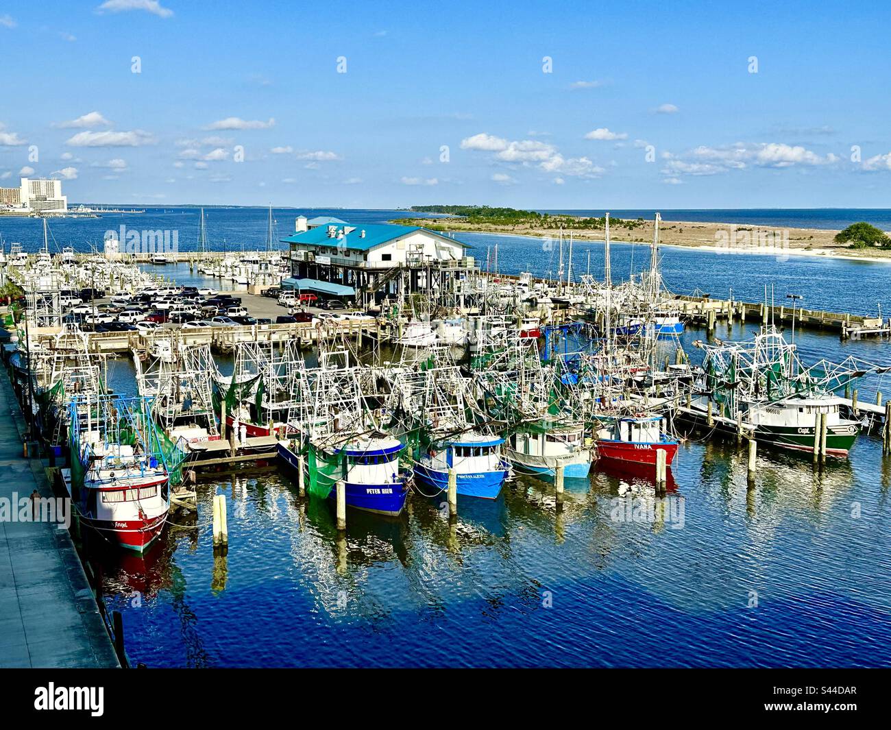The Biloxi Small Craft Harbor is the oldest harbor in Biloxi, MS. Located directly next to the Hard Rock Casino in downtown Biloxi - Smartphone Captured Stock Image