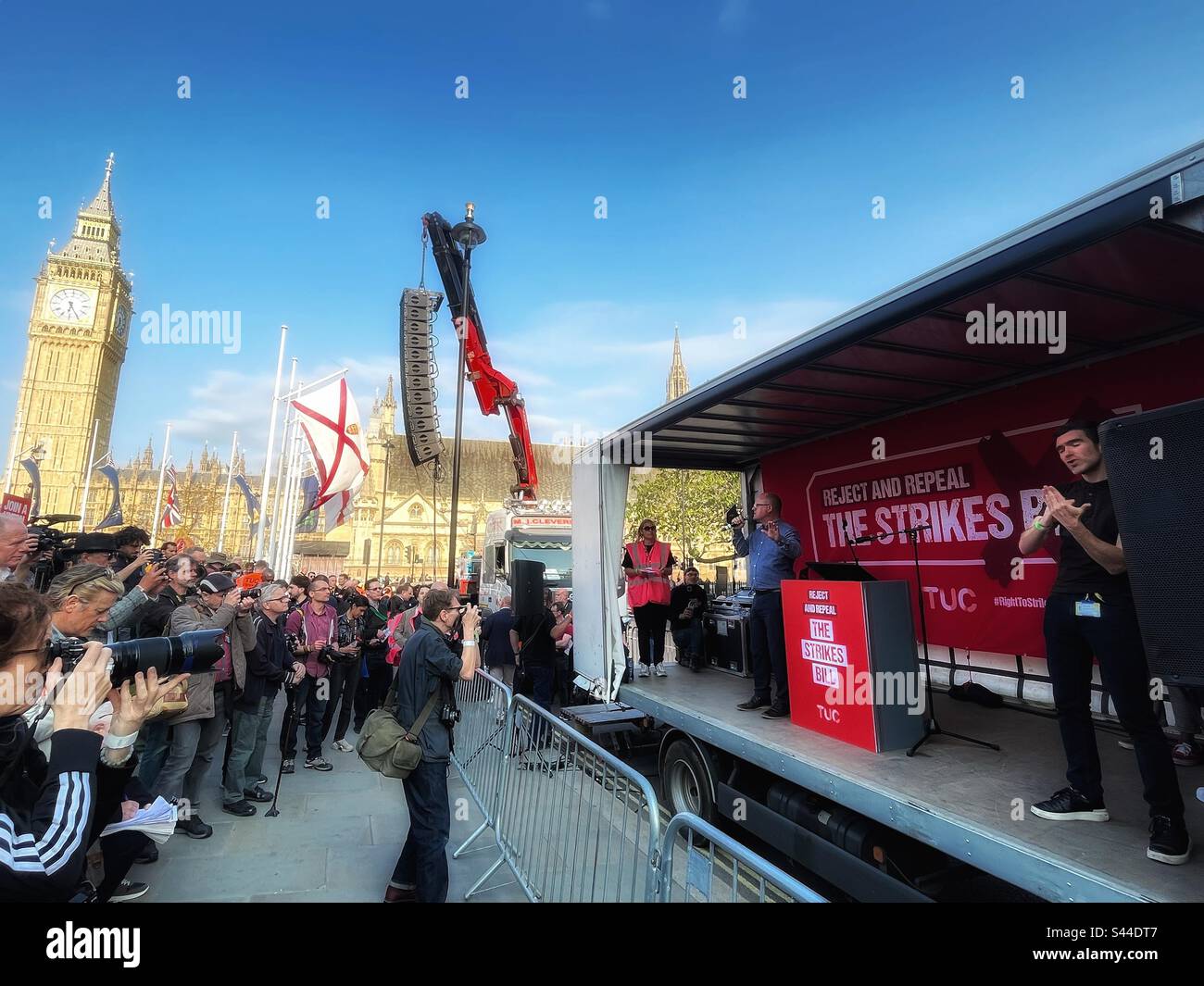 Paul Nowak is General Secretary of the Trades Union Congress, having taken up the post on 29 December 2022 seen speaking in Parliament Square against the Strikes Bill, London. Rally & media - Smartphone Captured Stock Image