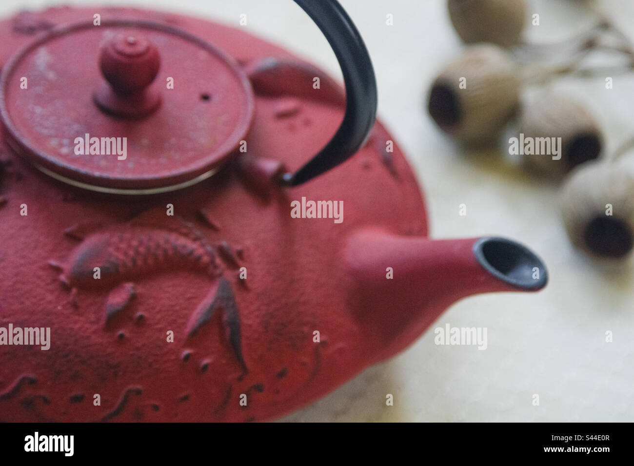Red Chinese Teapot Stock Photo - Alamy