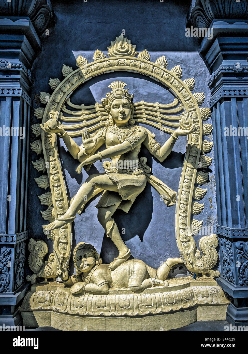 Close-up of a Statue of Lord Shiva,   outside of the London Sivan Temple, Lewisham - Smartphone Captured Stock Image