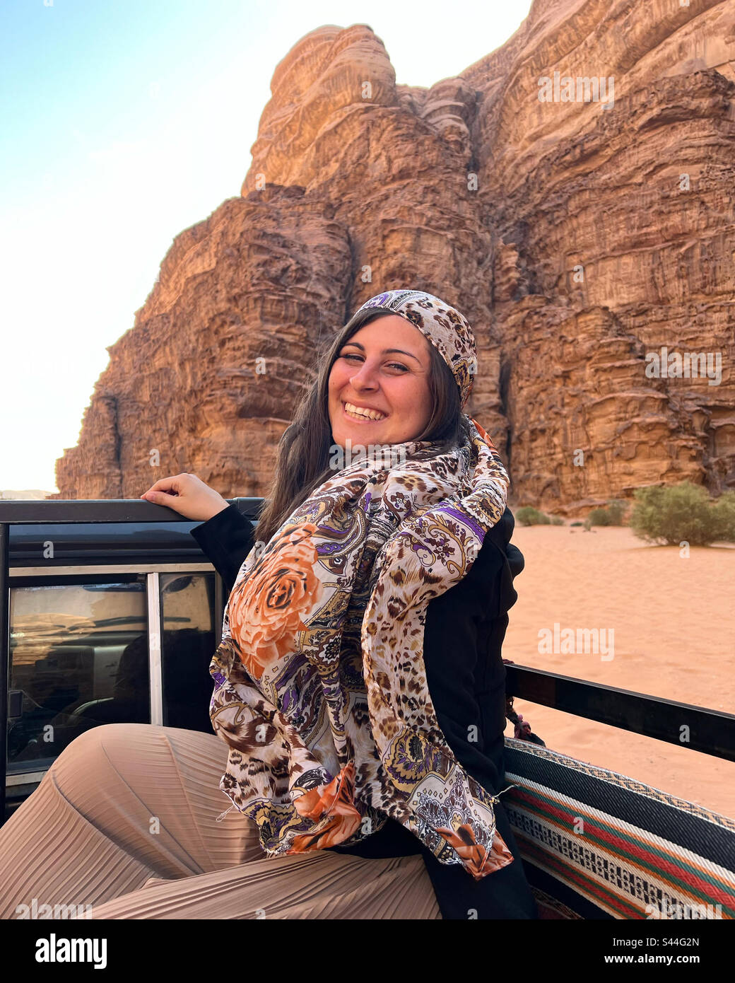 In the middle of the desert in Jordan Stock Photo