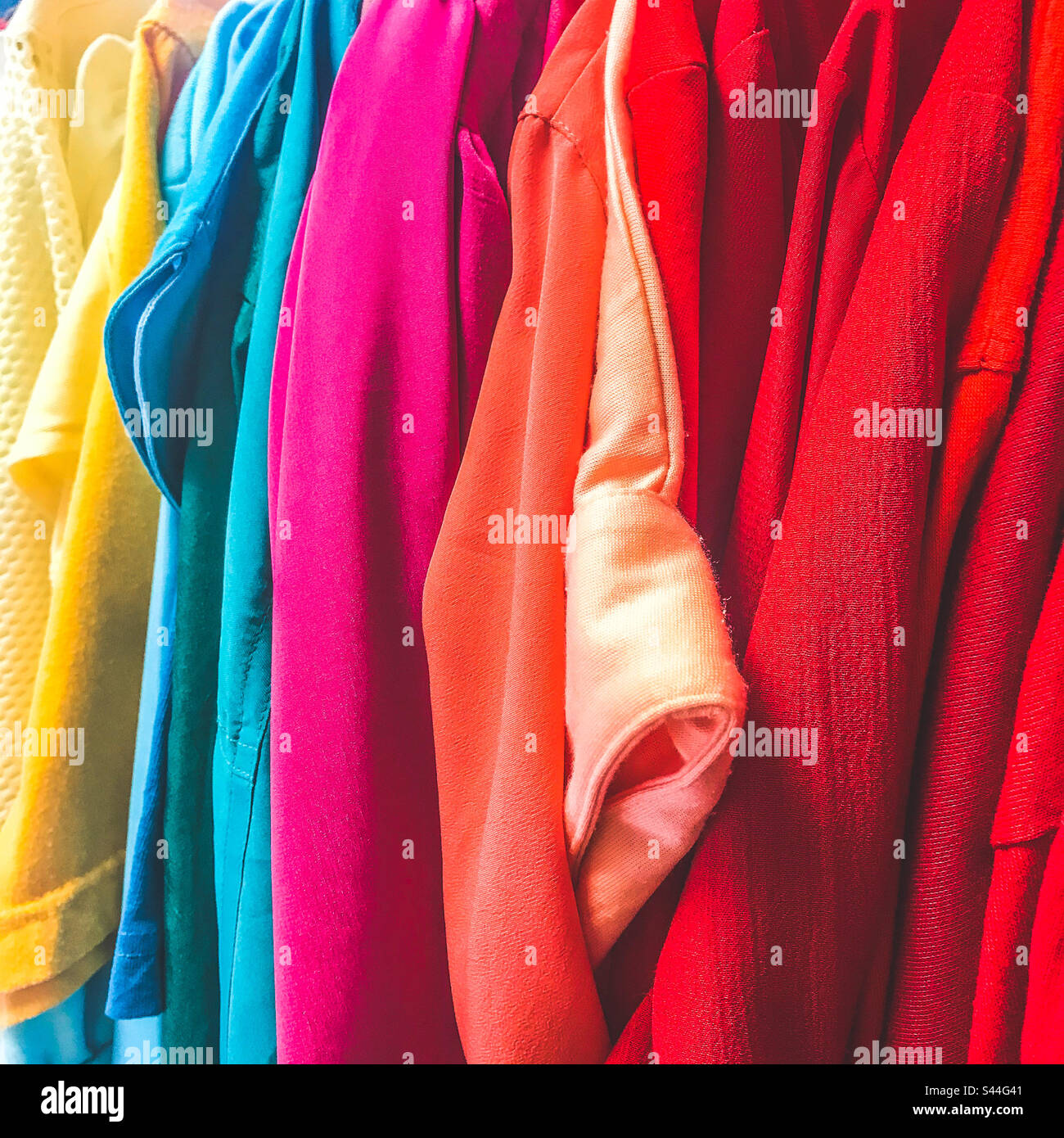 Vintage blouses in shop Stock Photo