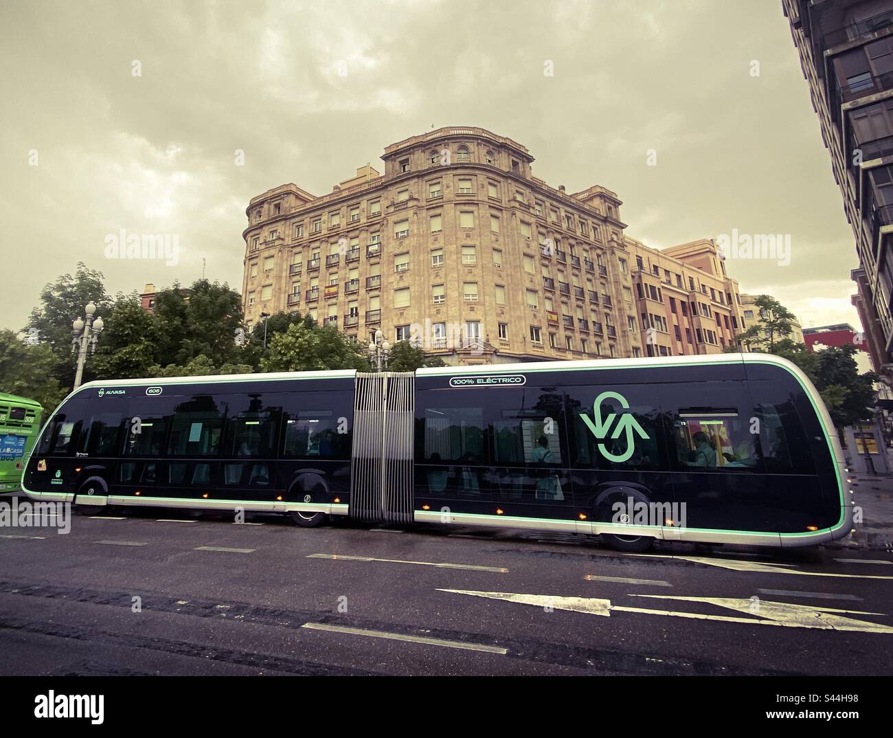 100 electric bus (trolleybus) powered by an electric motor of the