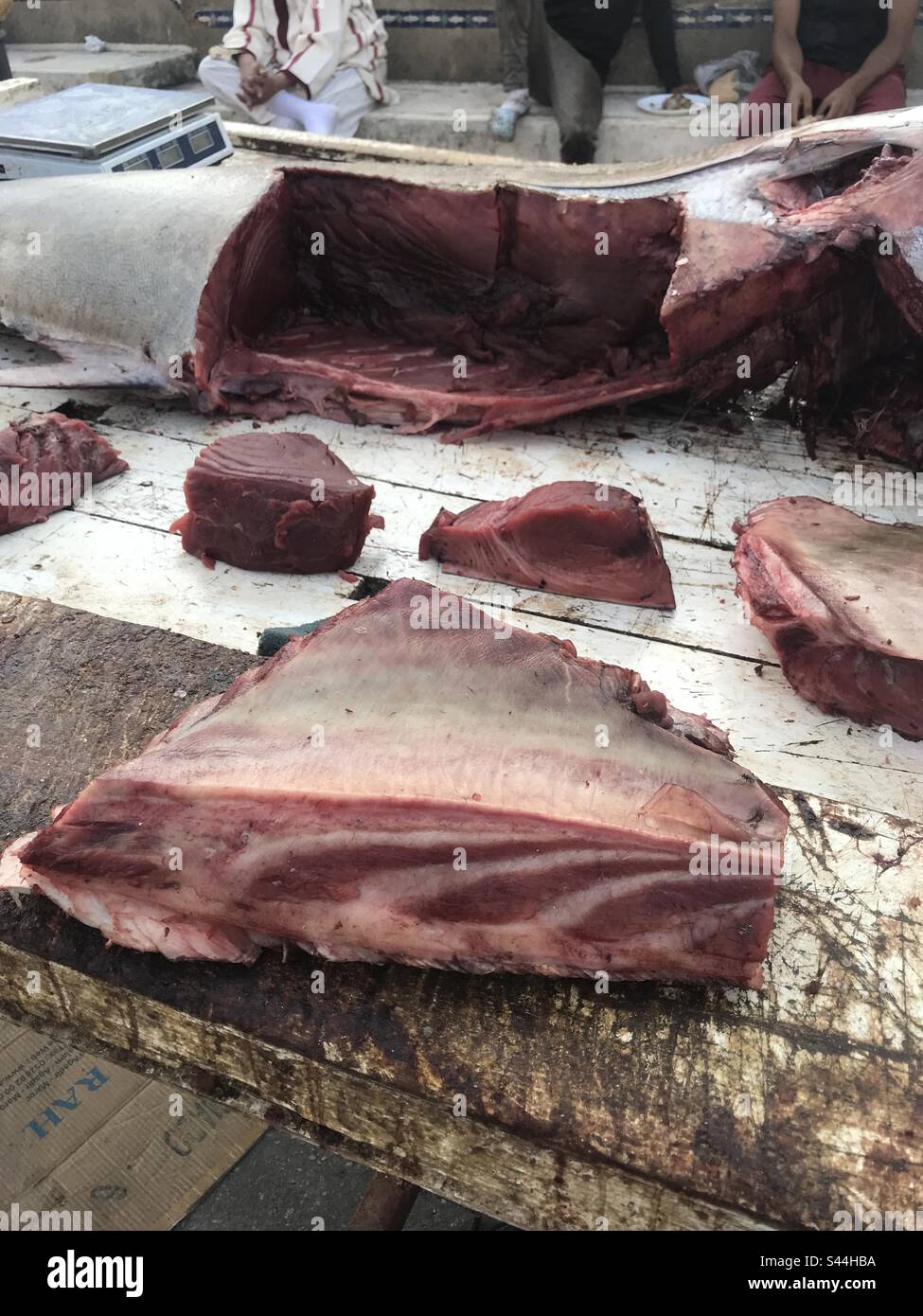 Tuna fish filet on a market Morocco Stock Photo