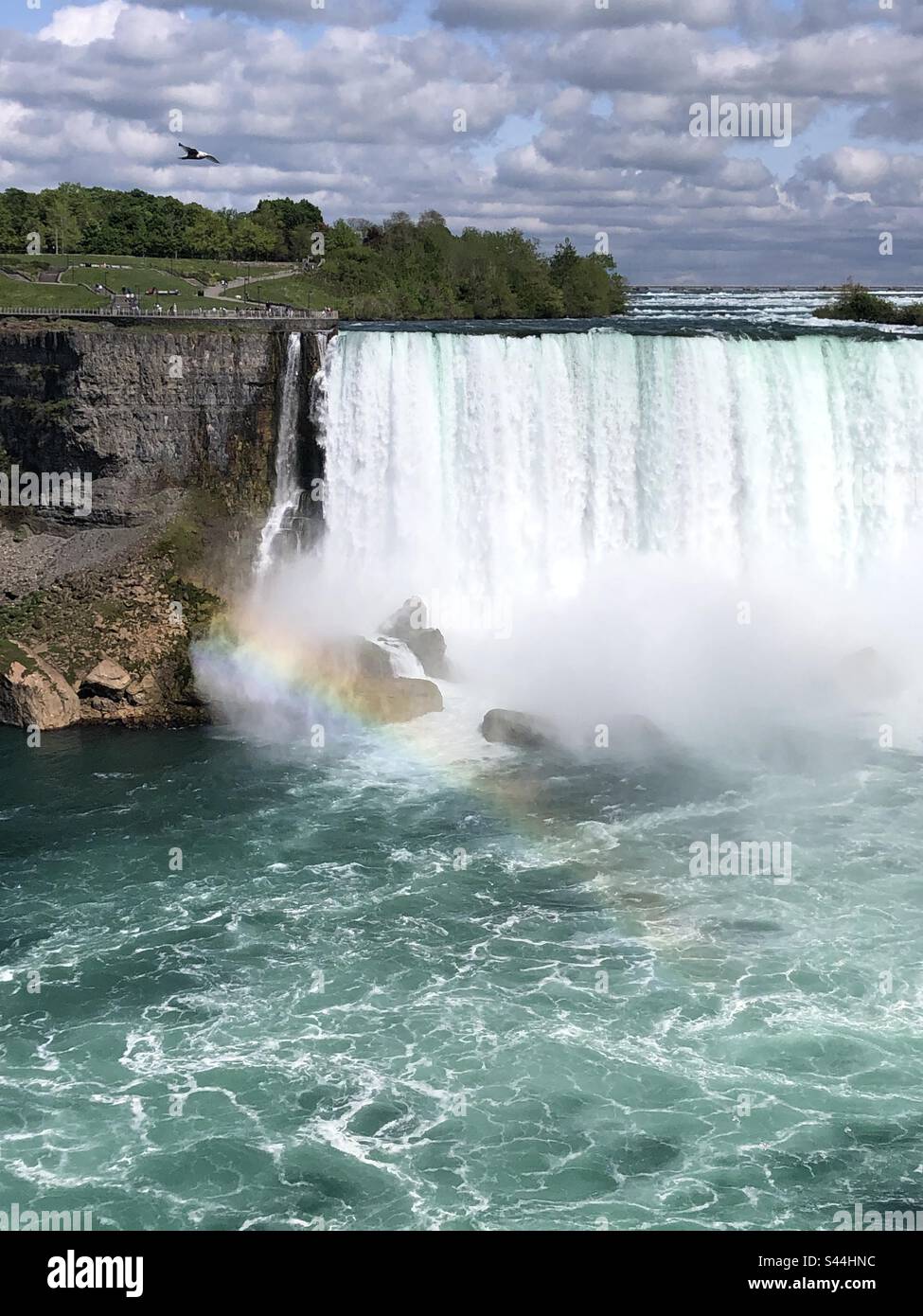 Rainbow appears in Niagara Falls. - Smartphone Captured Stock Image