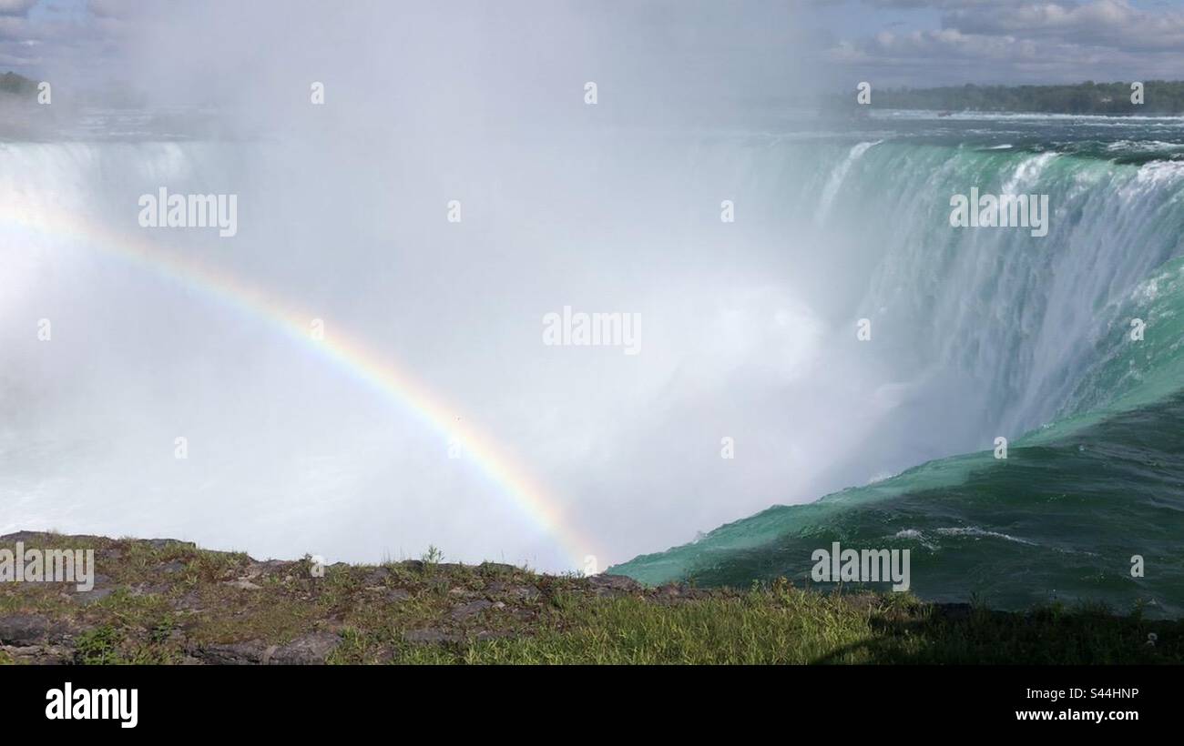 Rainbow over the Horseshoe Falls in Canada. - Smartphone Captured Stock Image