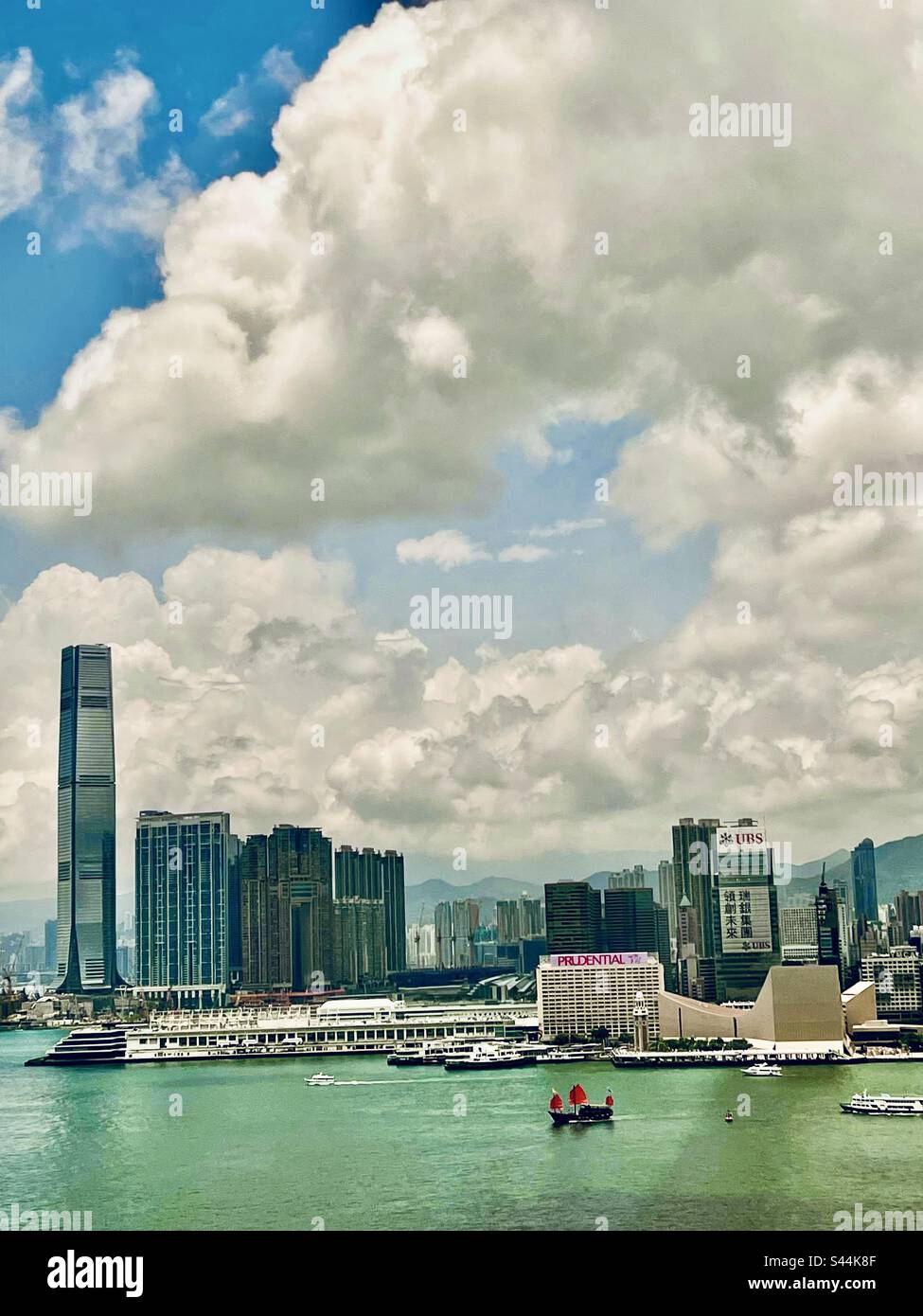 A view of Kowloon and the Victoria harbor in Hong Kong. - Smartphone Captured Stock Image