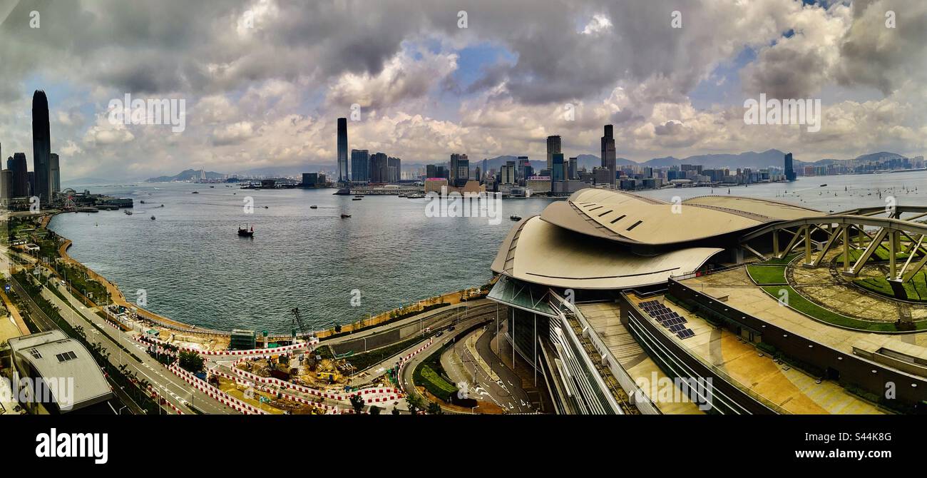 A panoramic view of the Victoria harbor in Hong Kong Stock Photo - Alamy
