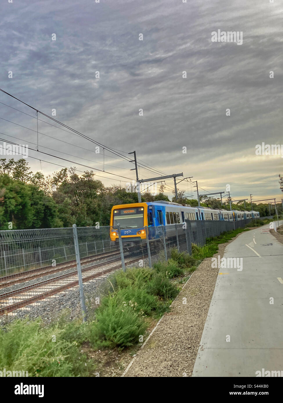 Cycling infrastructure and railway in Melbourne Victoria Australia - Smartphone Captured Stock Image