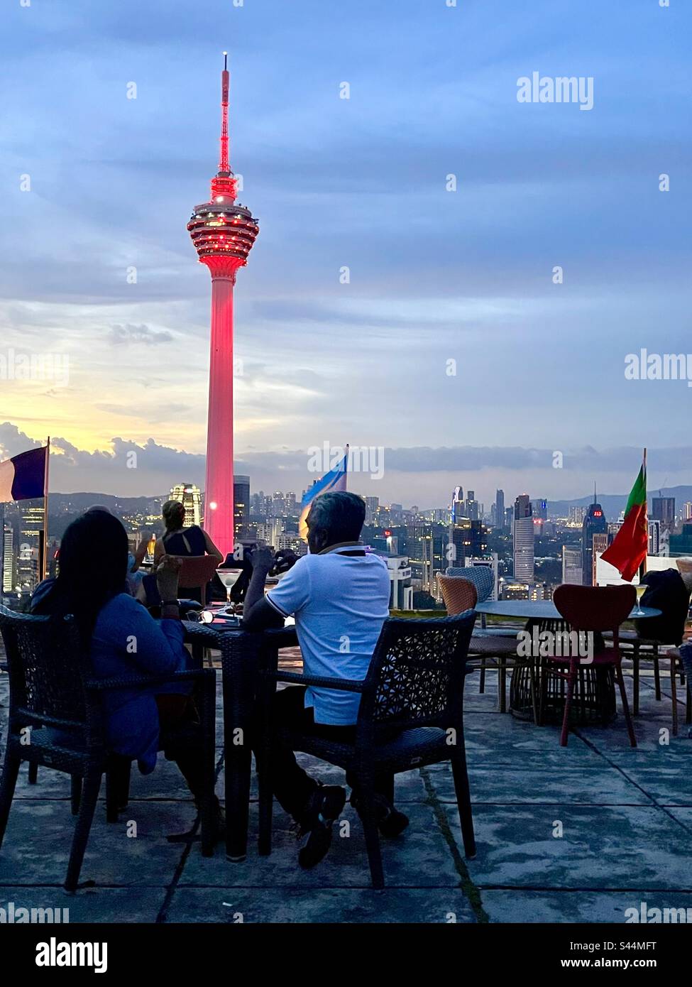 Menara Kuala Lumpur communications tower seen from KL Helipad rooftop