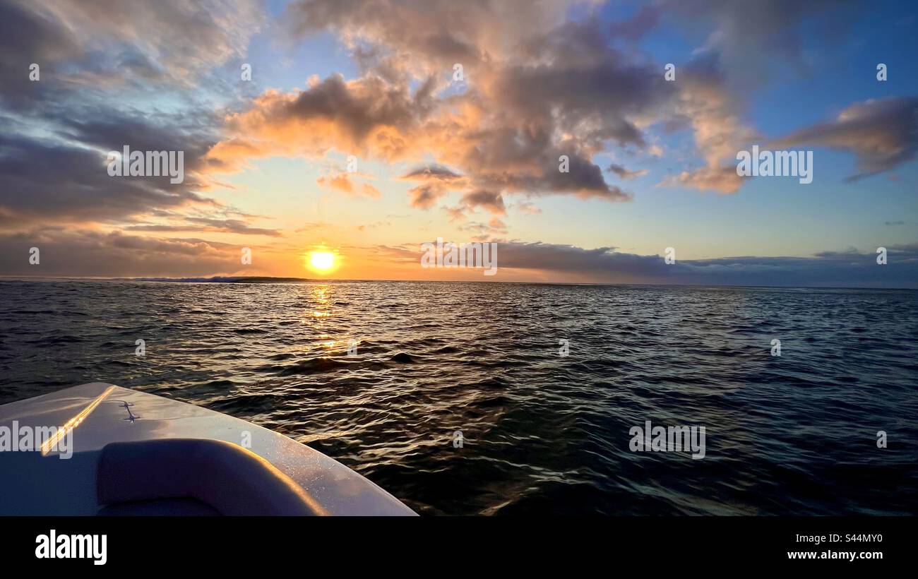 Sunset over the Indian Ocean just off the coast of Le Morne Brabant, Mauritius. - Smartphone Captured Stock Image