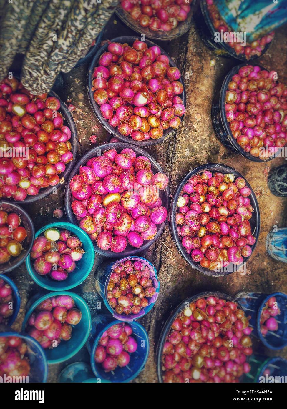 Onions market ,what a blessed harvest Stock Photo