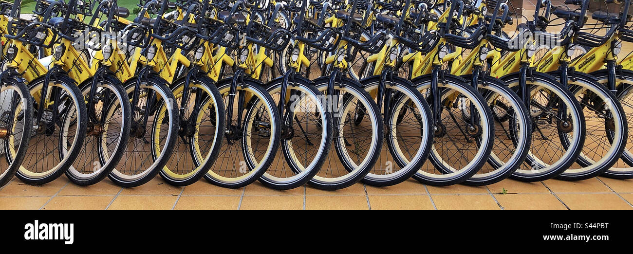 Electric bikes for hire in Javea Spain - Smartphone Captured Stock Image