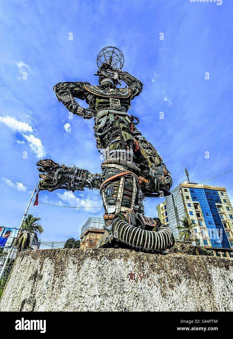 Douala, Cameroon. La novelle Liberté landmark made out of scrap metal by local artist Stock Photo