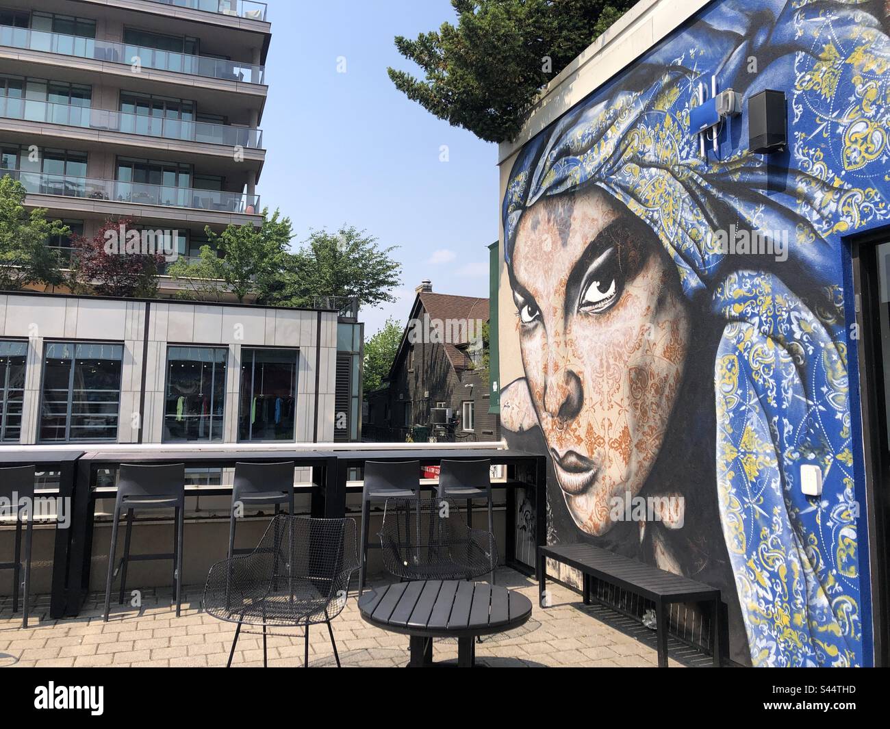 A rooftop café in Yorkville, a Toronto downtown neighbourhood. - Smartphone Captured Stock Image