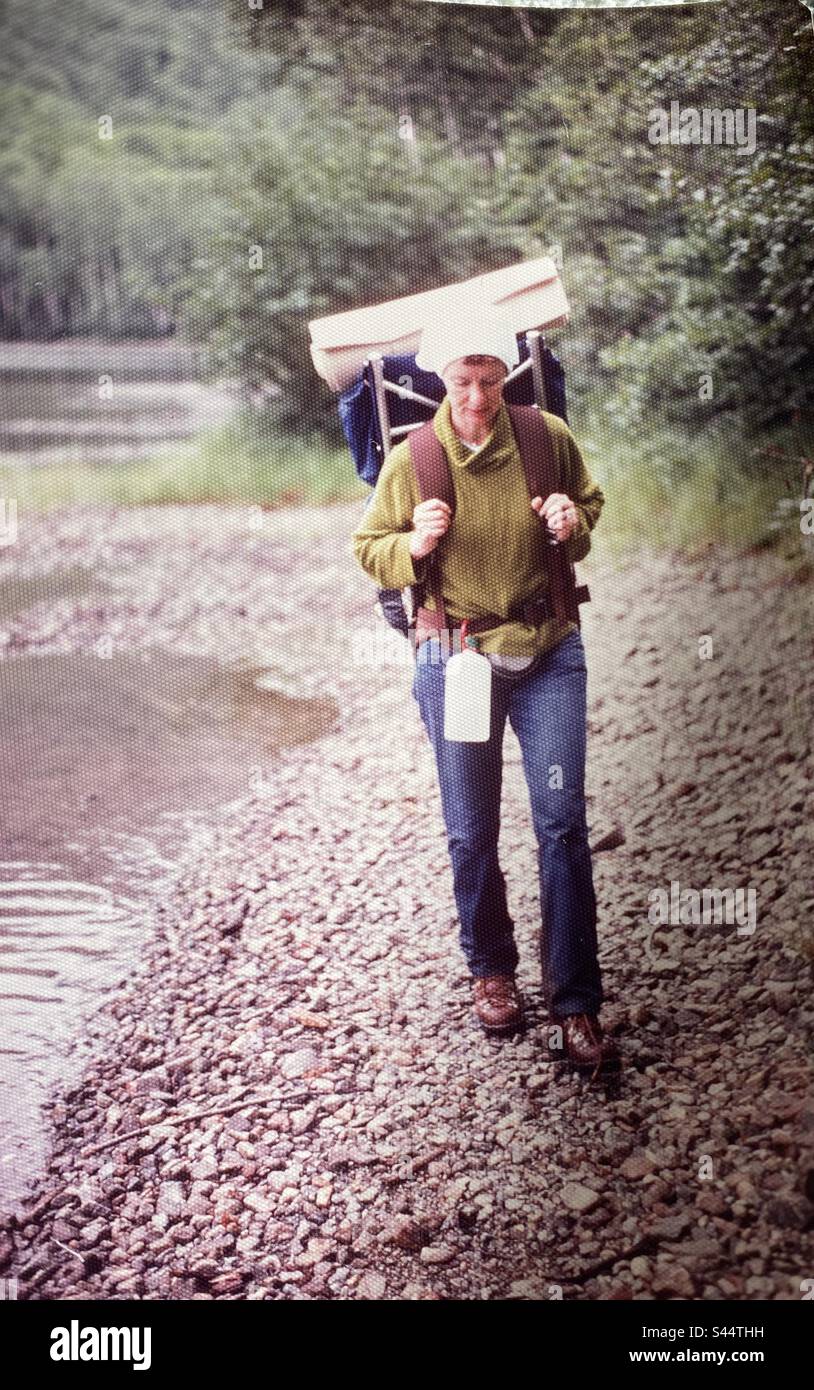 Backpacking 70’s style - Smartphone Captured Stock Image