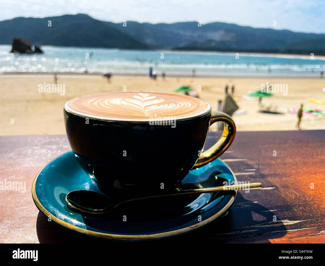 Coffee by the bay Stock Photo