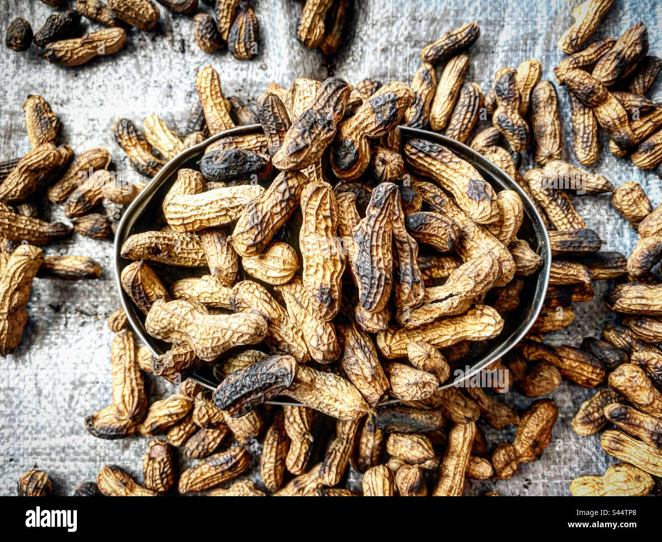 Roasted cacahuates for sale in a public market in Toliman, Queretaro, Mexico - Smartphone Captured Stock Image
