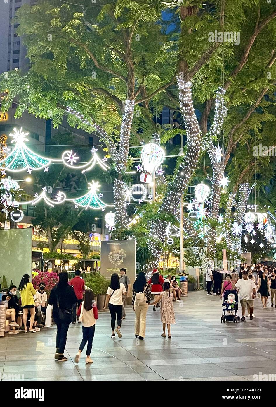 Christmas lights and decorations on Orchard Road Singapore Stock Photo